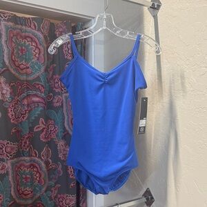 Vibrant Royal Blue leotard with pinch front and v back - Eurotard
